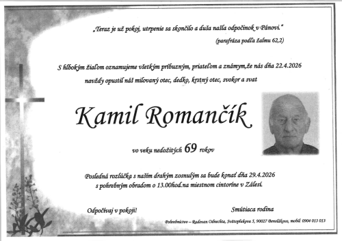 smútočné oznámenie