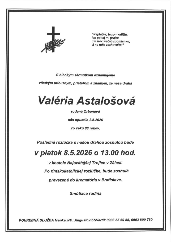 smútočné oznámenie